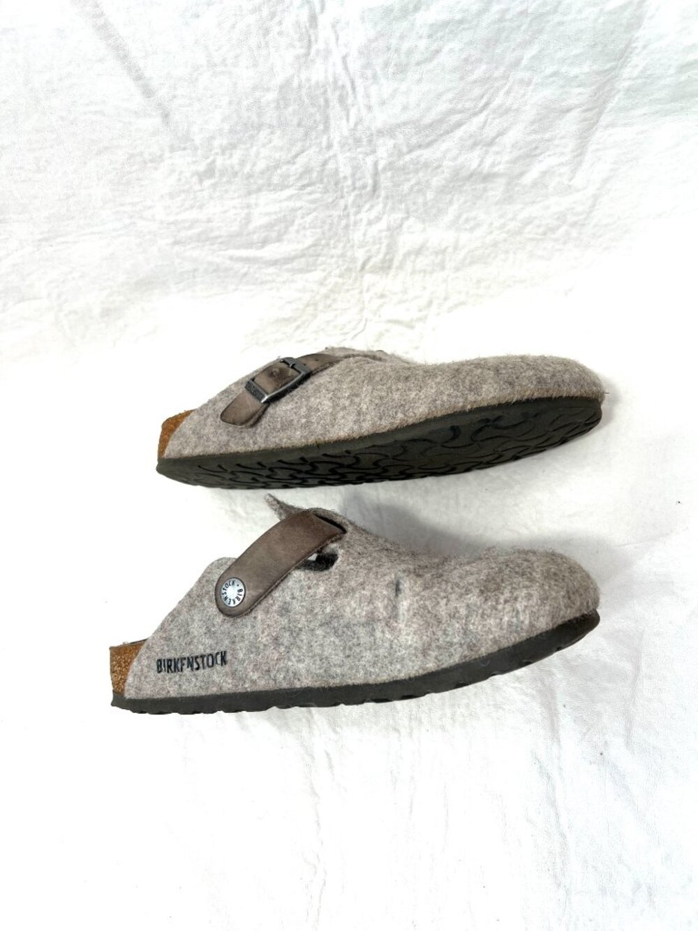 Birkenstock clogs Boston 37 6 6.5 womens gray taupe felted wool slip on shoes - Picture 7 of 11
